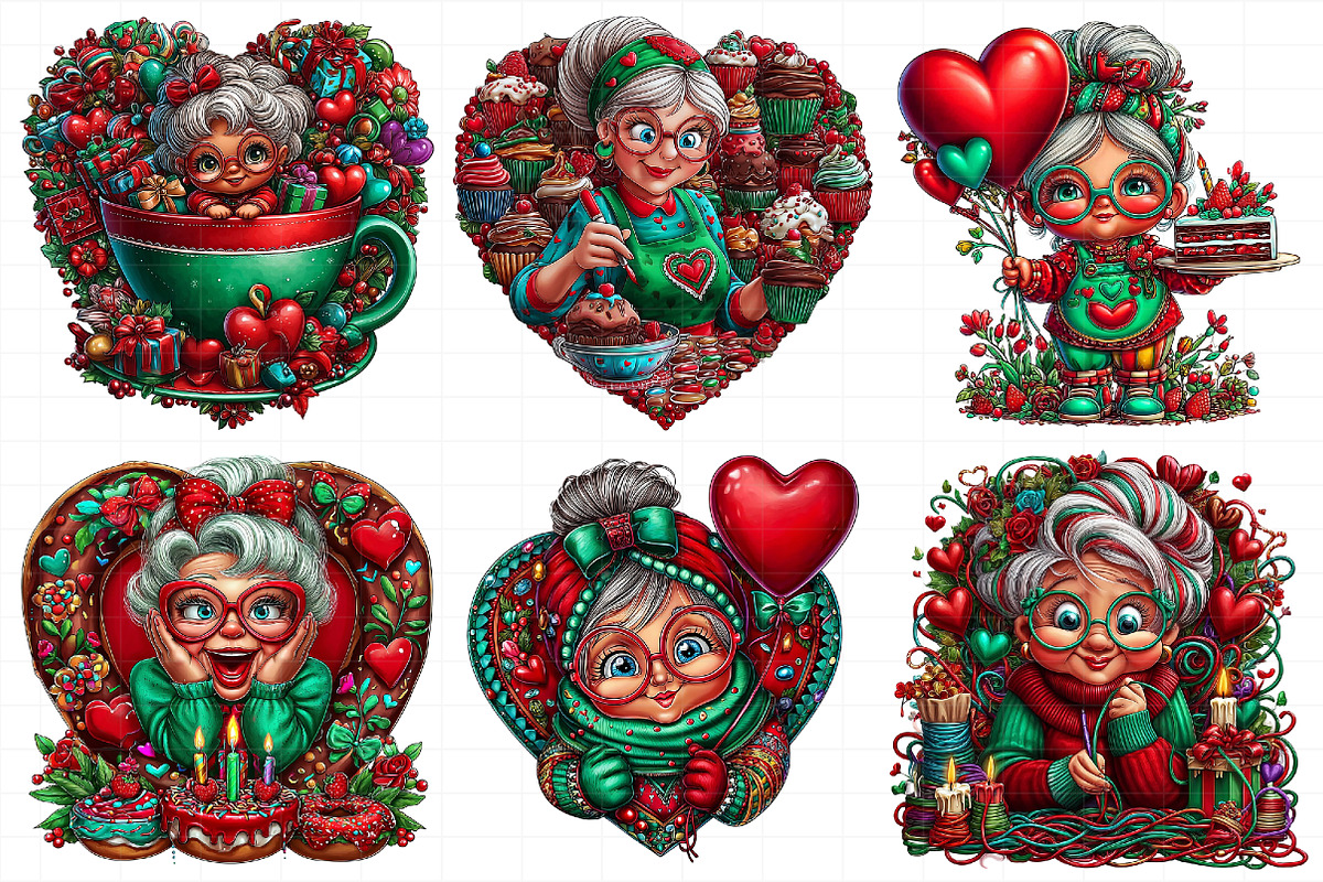 Valentine Old Lady Birthday Clipart, an Illustration by Daily.Designs (Photo 4 of 8)