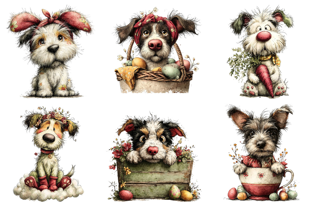 Whimsical Easter Dogs Clipart, an Illustration by Dream Creation (Photo 3 of 6)