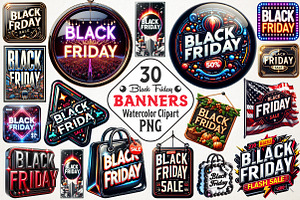 Black Friday Banners and Signs Clipa, an Illustration by RobertsArt