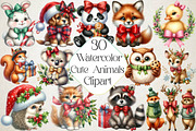 Watercolor Cute Animals Clipart, an Illustration by DreamPrint404 (Thumbnail 1 of 4)