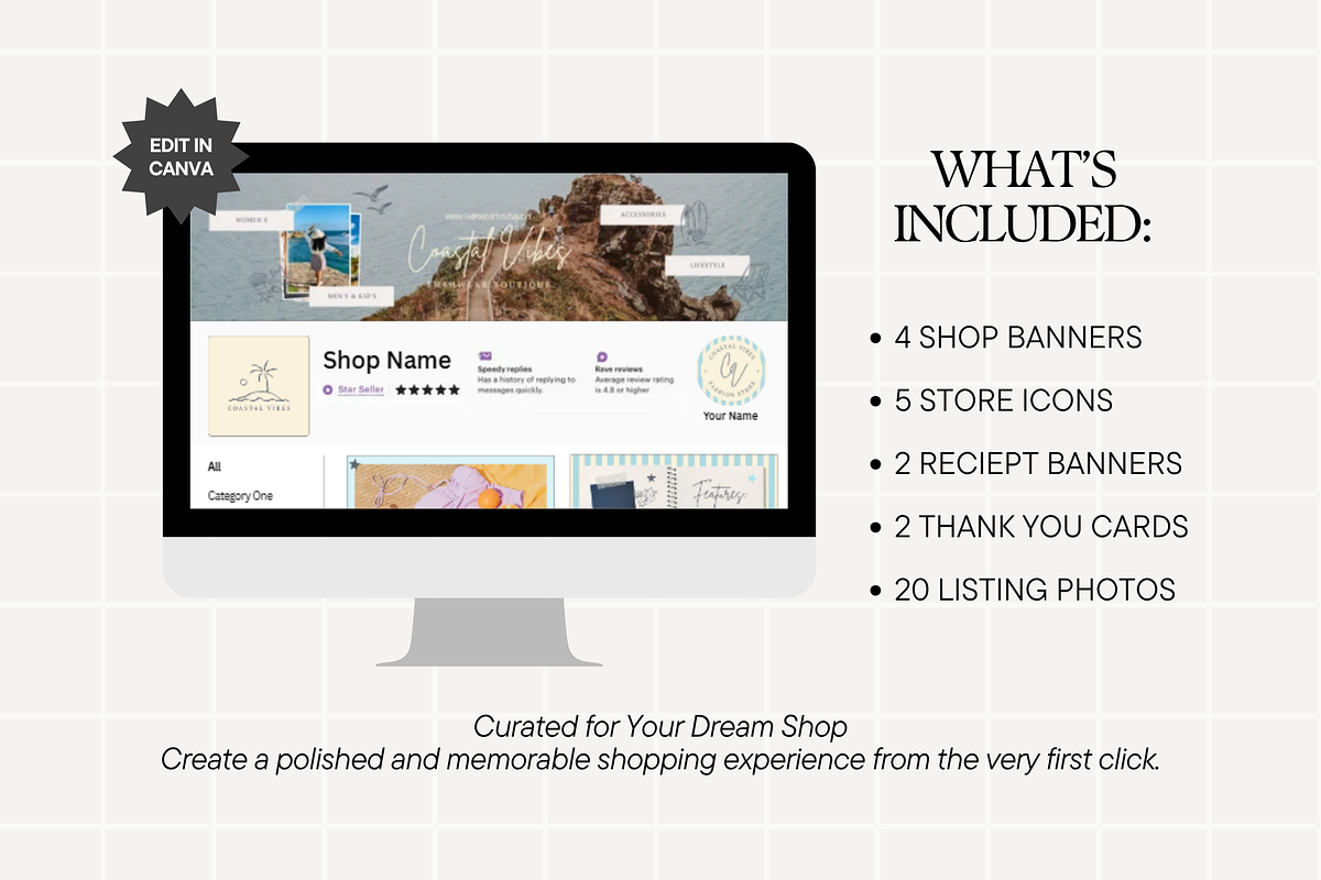 Coastal Etsy Shop Kit Template, a Branding & Logo Template by Anna Design Studio (Photo 2 of 8)
