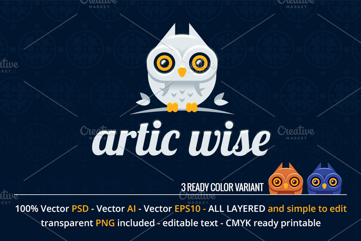 Artic Wise Owl Logo Design, a Branding & Logo Template by Manudesign (Photo 1 of 3)