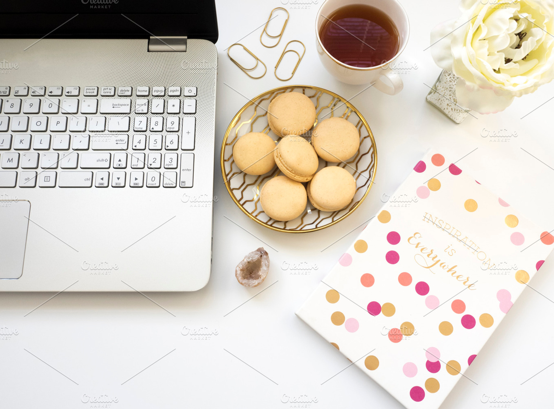 Clean flat lay styled desk photo containing flat lay, modern, and clean, a Business Photo by Imagefountain Photos