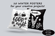 Black&White winter- hand drawn set, an Animal Illustration by Kseniya_design (Thumbnail 4 of 6)