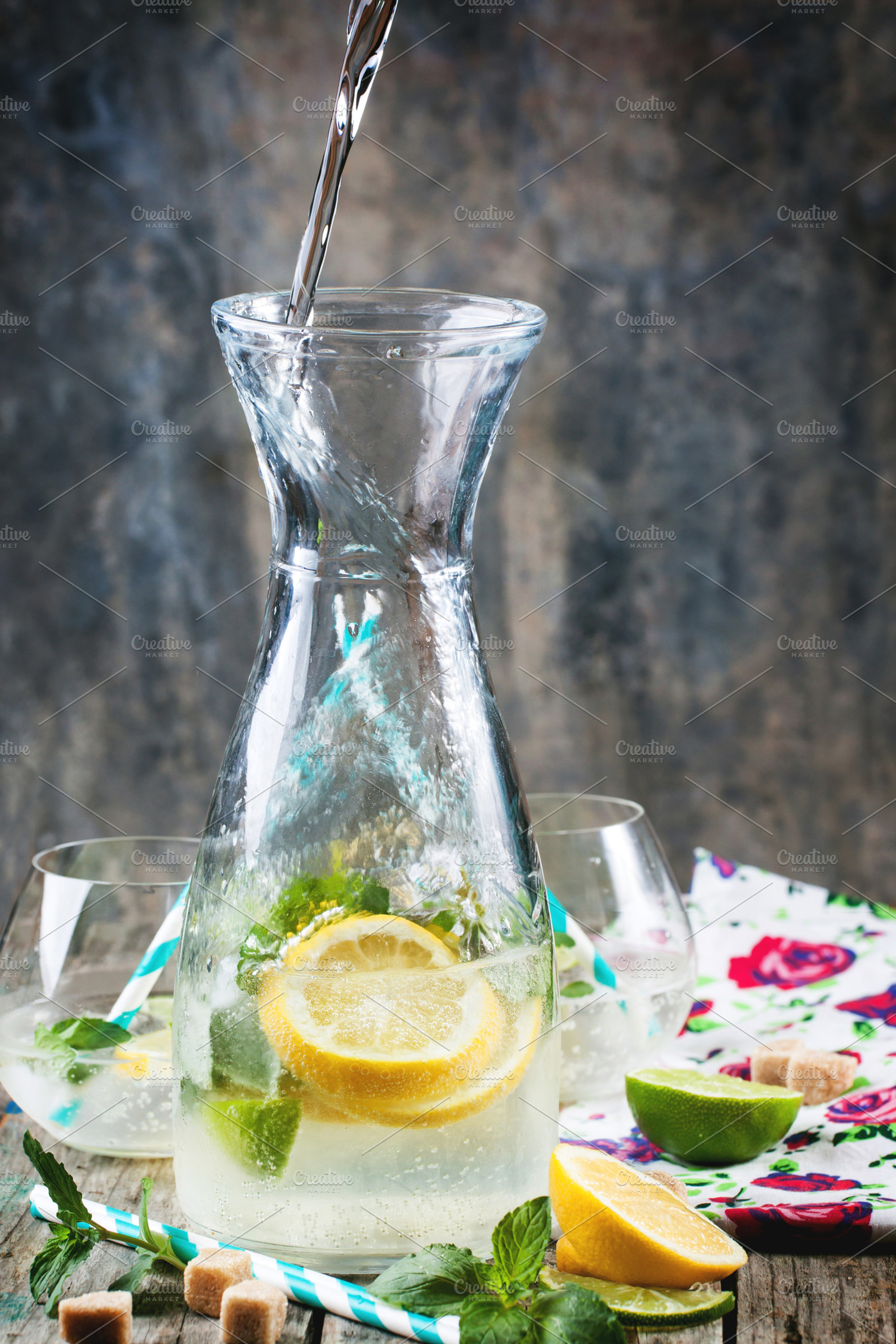 Pitcher of lemonade stock photo containing lemonade and lemon