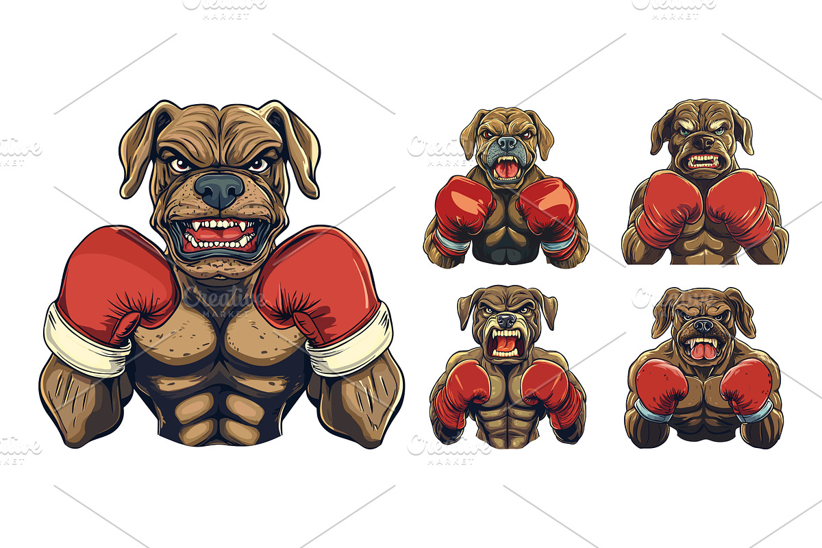 Cartoon aggressive bulldog with, an Animal Illustration by Stock-Smart-Start