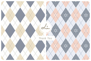 Winter Argyle plaid with Snowflake