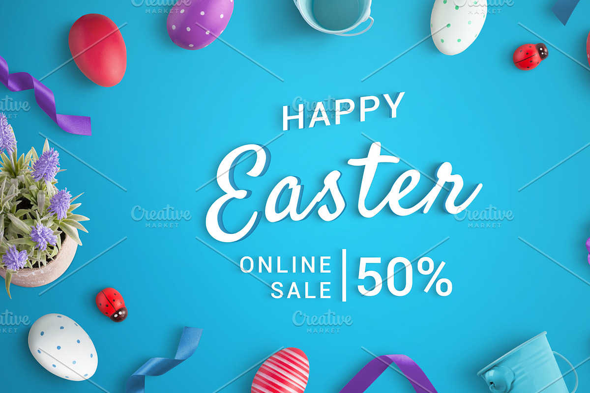 Happy Easter online sale scene creat, a Presentation Template by RSplaneta