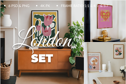 Poster Mockup SET London 6 PSD, a Poster Template by SigaSigaMockup