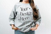 Sport Grey Gildan 18000 Mockup x3, a Hoody Mockup by Uncommon Mockups (Thumbnail 3 of 7)