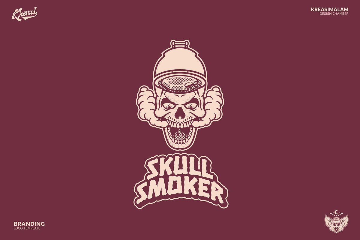 Skull Smoker Logo Template, a Branding & Logo Template by Kreasi Malam (Photo 4 of 11)