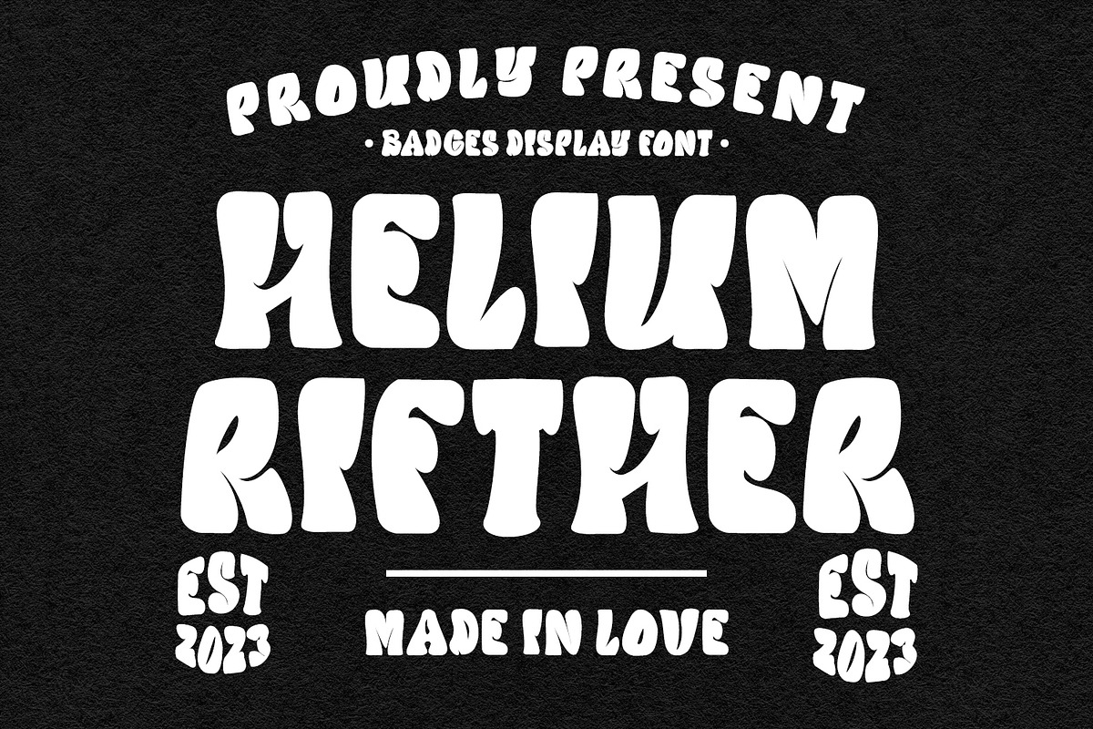Helium Rifther Badges Display Font, a Sans Serif Font by Maulana Creative (Photo 1 of 7)