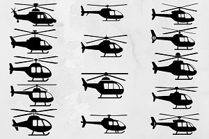Helicopter Silhouette SVG, a Transportation Illustration by newminddesign