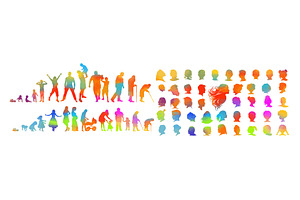 Silhouettes of colored people cycle, a Person Illustration by Nenahliadava Design
