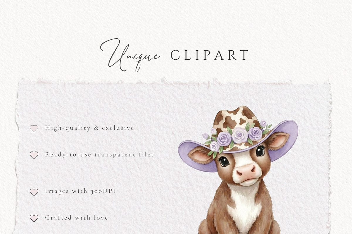Hareford Cowgirl Cow Western Baby, an Animal Illustration by Invite to Clipart (Photo 7 of 7)