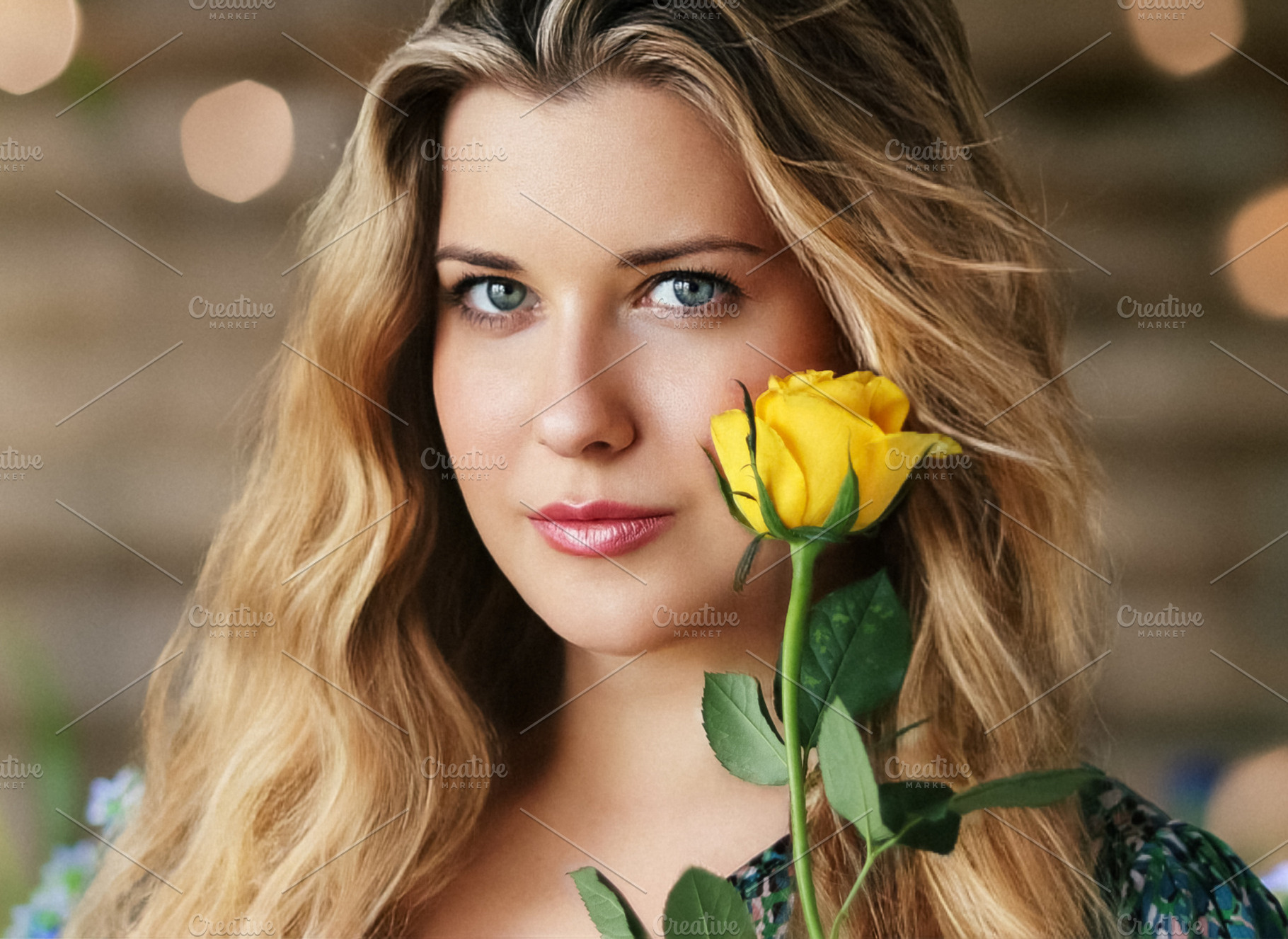 Beautiful young woman with long blonde hair holding a fresh yell, a Person Photo by Studio ANNA