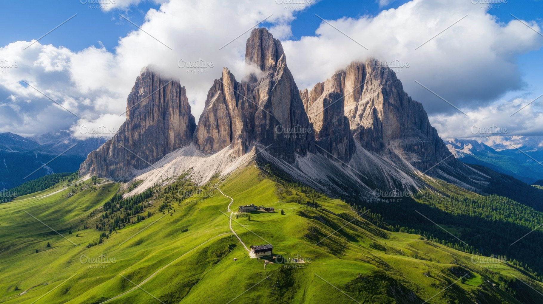 Sunlit majestic mountains, a Photo by Beautiful things