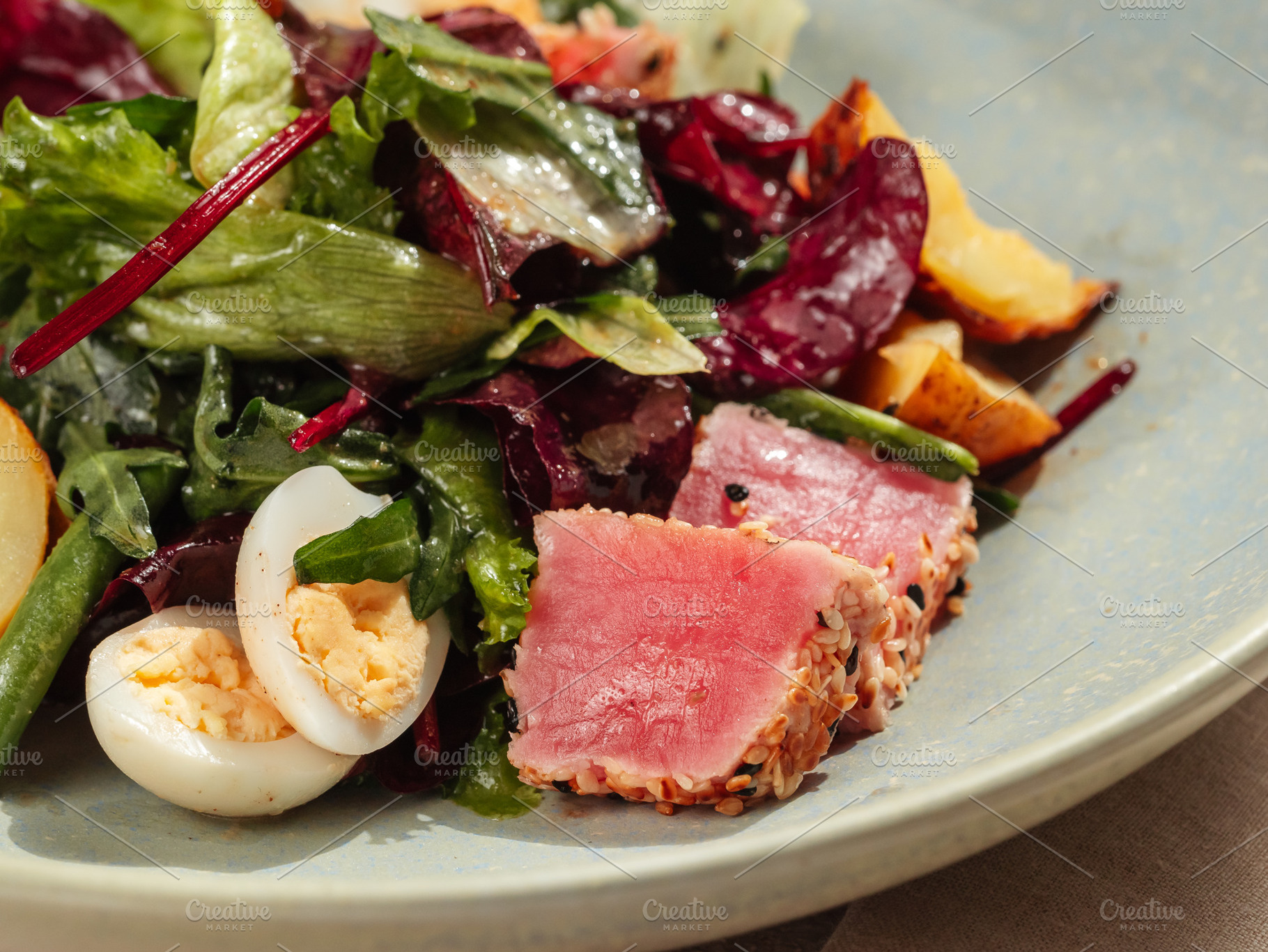 Asian style salad with tuna pieces, a Food & Drink Photo by Fascinadora