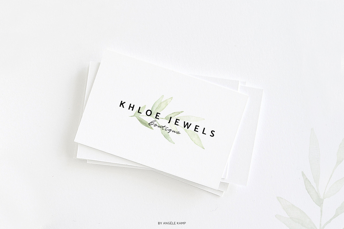 Premade Logos watercolor greenery, a Branding & Logo Template by Angele Kamp (Photo 7 of 10)