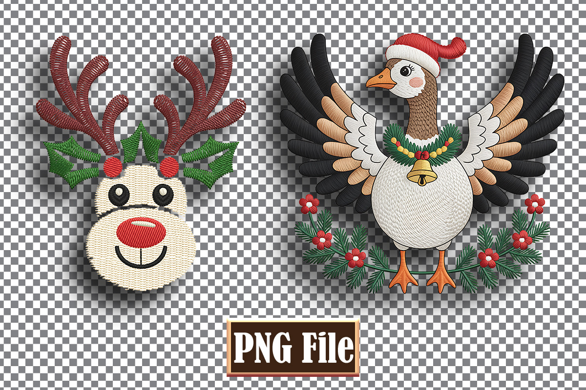 Christmas Animal Embroidery Clipart, a Seasonal Illustration by protabsorkar11 (Photo 4 of 10)