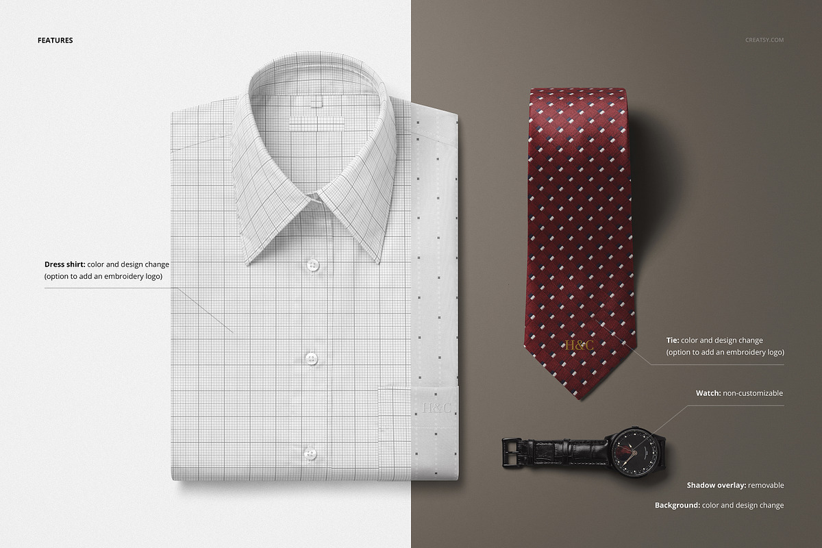 Men’s Dress Shirt and Tie Mockup, a Shirt Mockup by Creatsy (Photo 3 of 5)