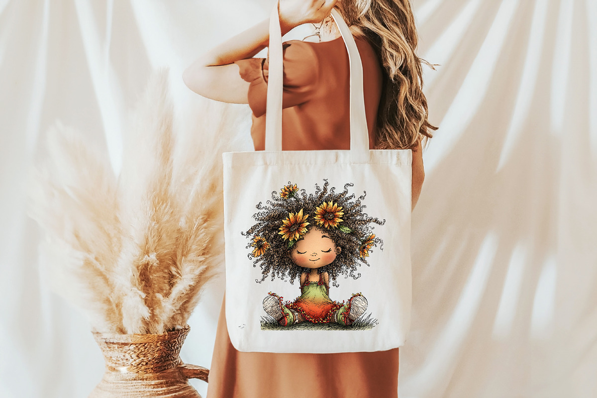 Whimsical Sunflower Girl Clipart, a Seasonal Illustration by Designworld (Photo 9 of 9)