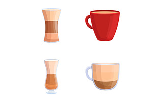 Cappuccino Icons Set Cartoon Vector