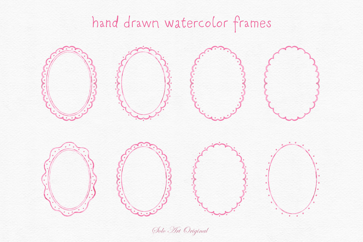 Watercolor Hand-Drawn Pink Frames, an Object Graphic by Solo Art Original (Photo 4 of 14)
