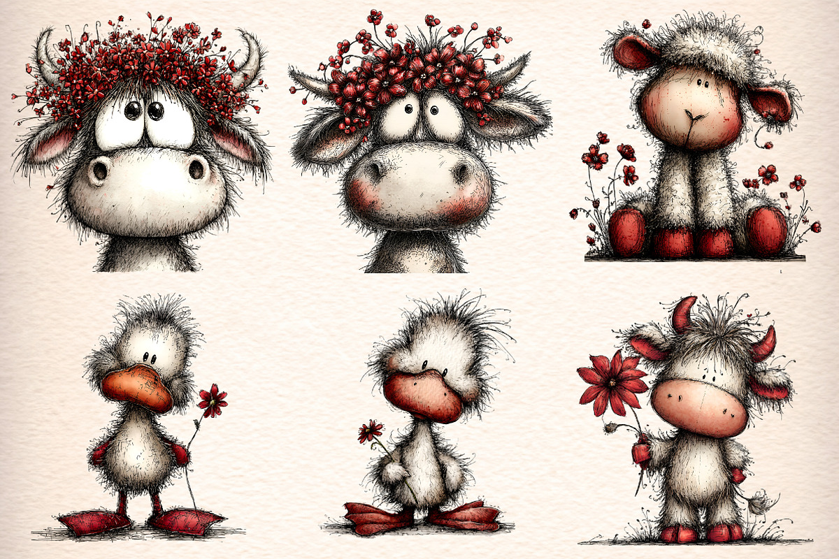 Quirky Farm Animals Clipart, an Illustration by Digital Artistic99 (Photo 2 of 9)
