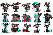Whimsical Christmas Black Dog Clipar, an Illustration by DreamPrint404 (Thumbnail 2 of 7)