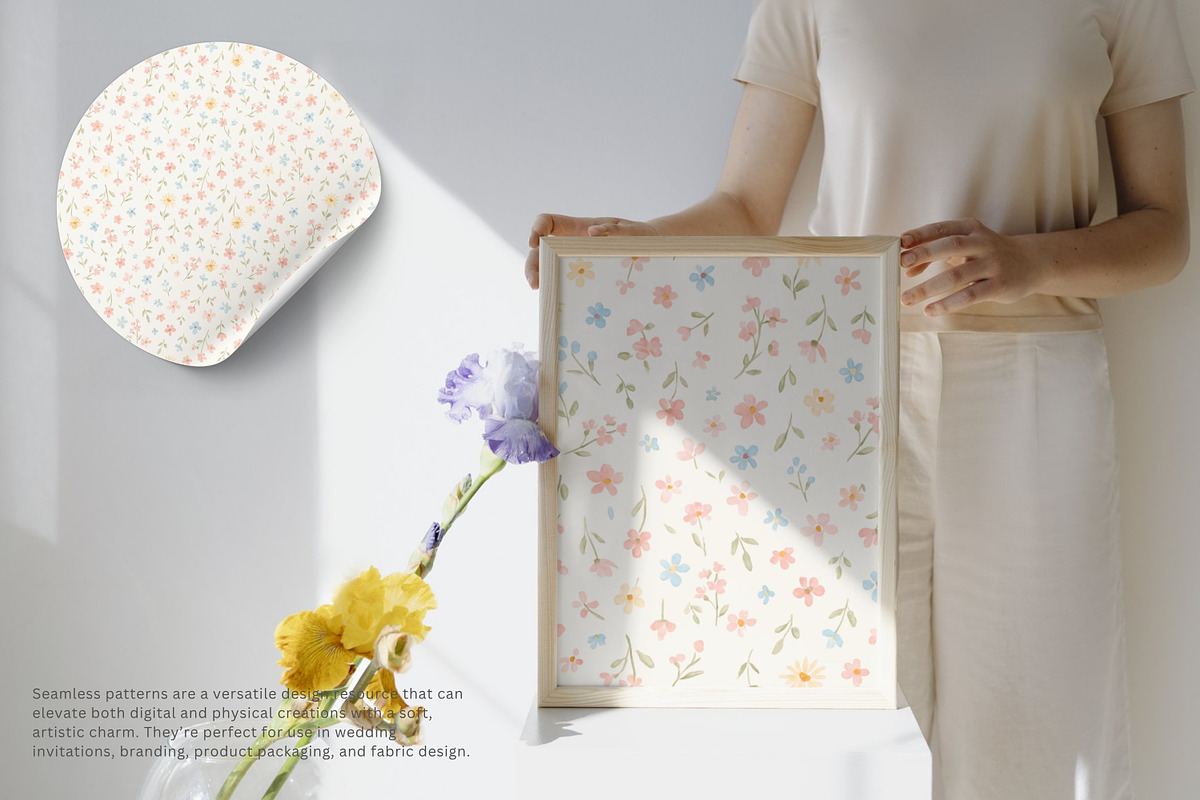 pastel flowers floral pattern, a Pattern Graphic by Pink Studio Art (Photo 2 of 5)