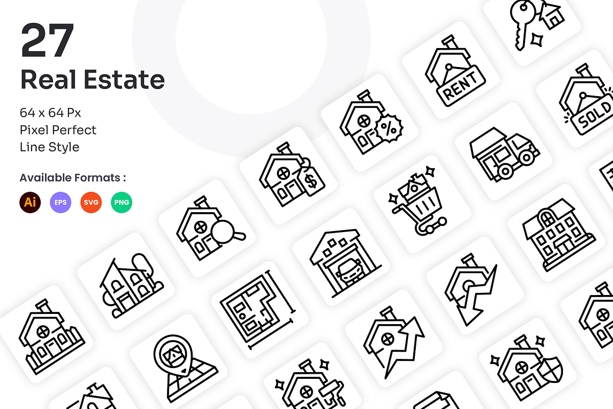 Real Estate Icons Set - Line, an Outline Icon by Kmg Design (Photo 1 of 2)