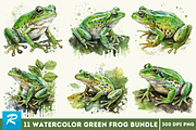 Watercolor Green Frog Clipart Bundle, an Object Graphic by Regulrcrative (Thumbnail 1 of 7)