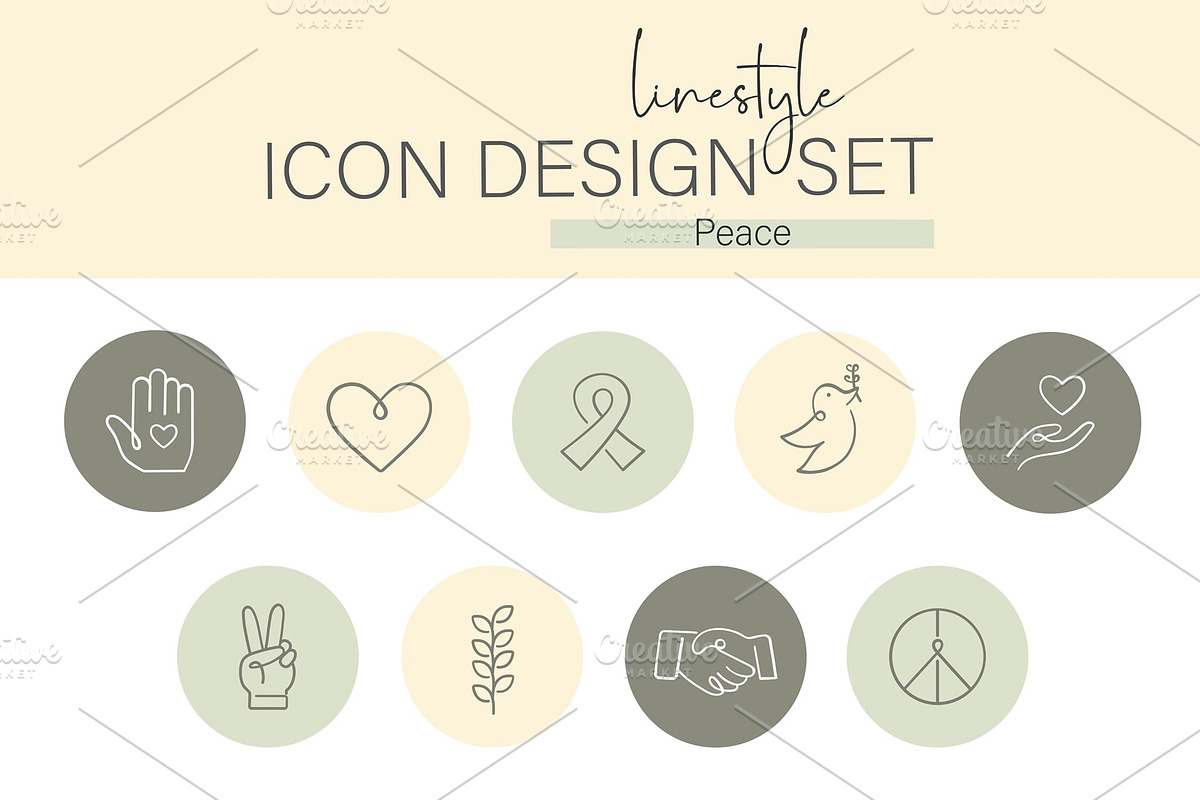 Linestyle Icon Design Set Peace, an Outline Icon by pepulousdsg