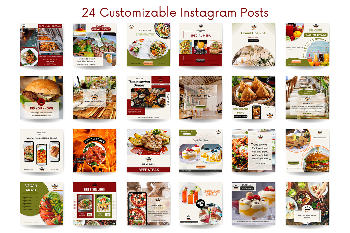 35 Food & Beverage Canva Templates, a Social Media Template by Viberints (Photo 3 of 5)