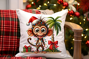 Funny Christmas monkeys clipart, an Animal Illustration by AnetArtStore (Thumbnail 6 of 7)