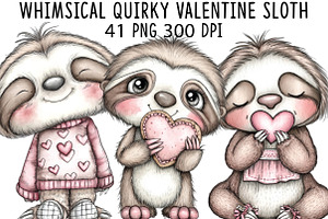 Whimsical Quirky Valentine Sloth PNG, a Graphic by CraftArtStudio