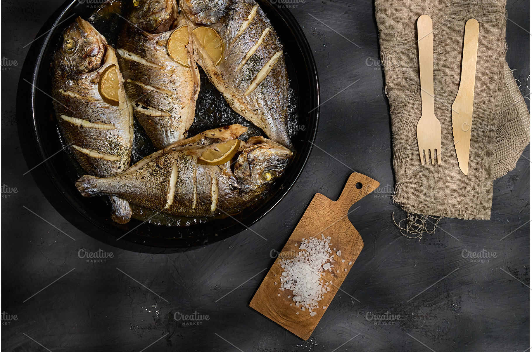 A platter showcasing dorado fish, a Food & Drink Photo by darksoul72