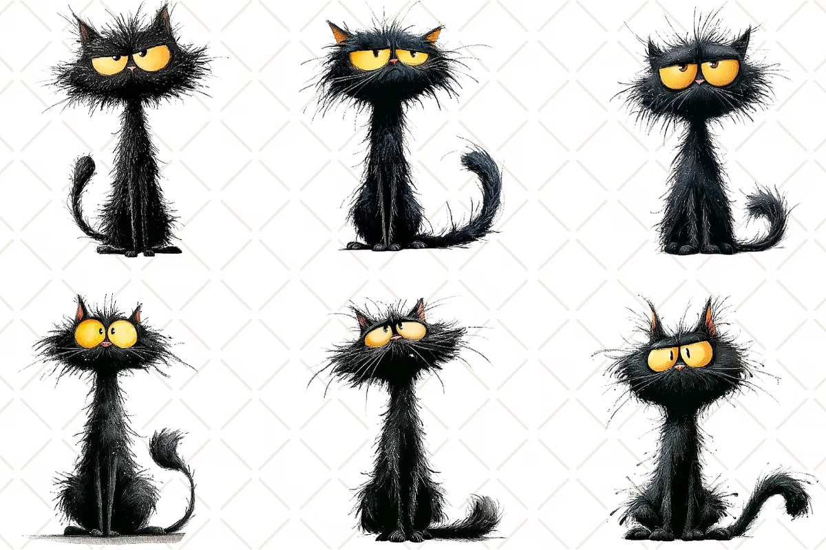 Whimsical Cat Clipart, an Illustration by Black Bird Studio (Photo 5 of 6)