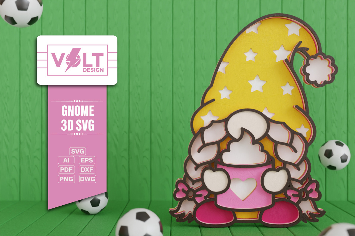 Summer Gnome 3D SVG Multilayered Cut, a Decorative Illustration by Volt_Design (Photo 3 of 3)