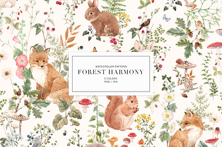 Forest Watercolor Pattern, a Pattern Graphic by Lembrik's Artworks