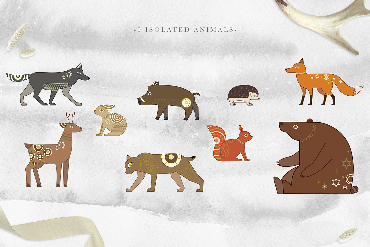 Scandinavian Folk Art Set, an Animal Illustration by NassyArt (Photo 2 of 12)