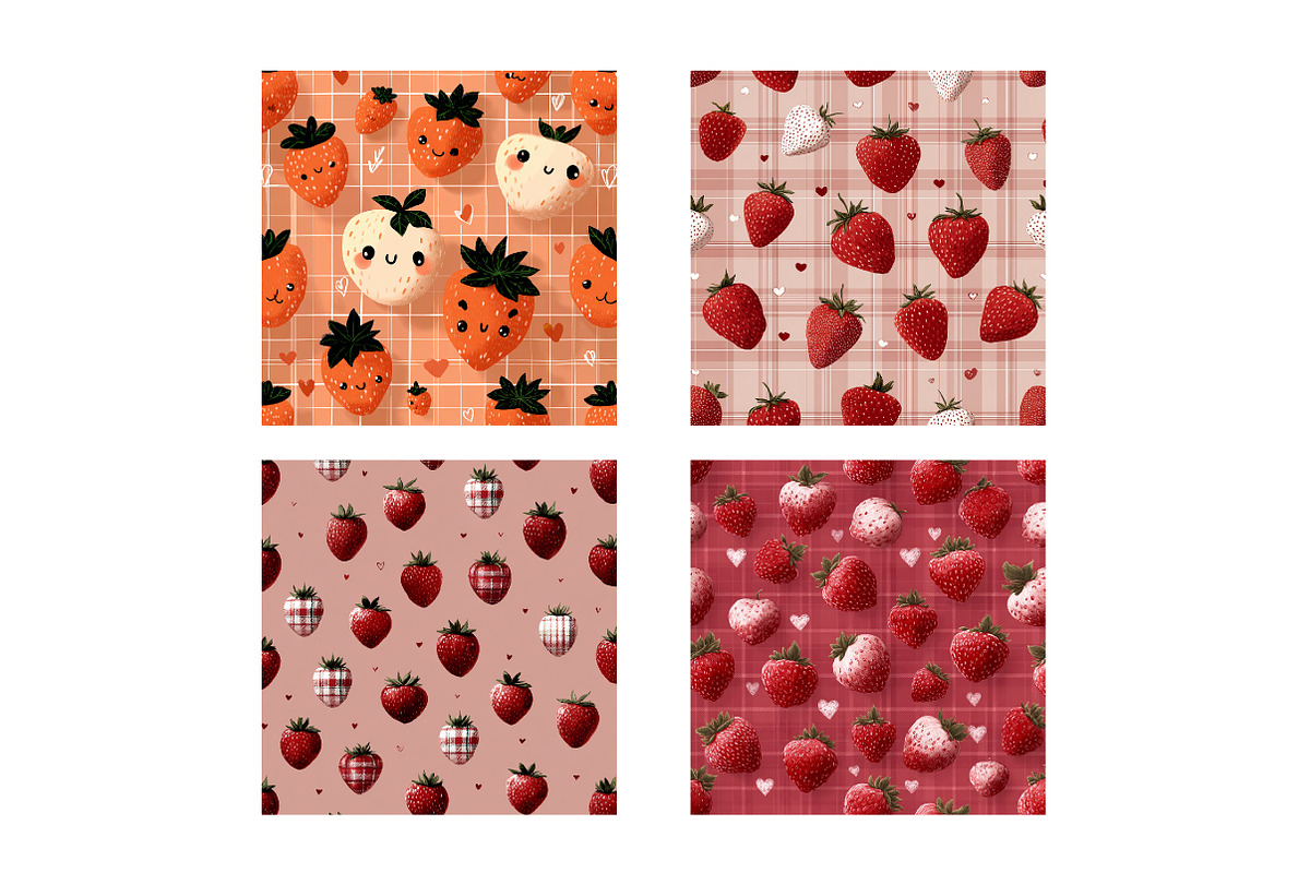 Valentines Strwberry Digital Papers, an Illustration by Designworld (Photo 4 of 4)