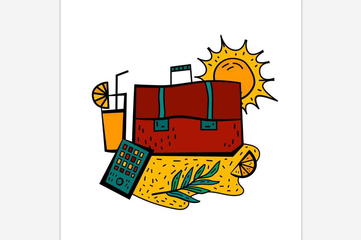 Bleisure symbol. Travel, work, relax, an Outline Icon by Anna's Shop