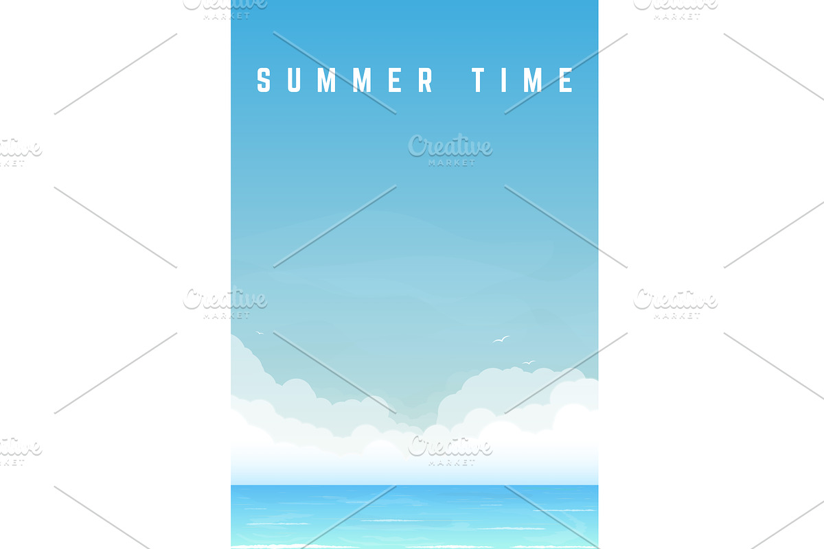 Summer time ocean banner, an Illustration by SkyVectors