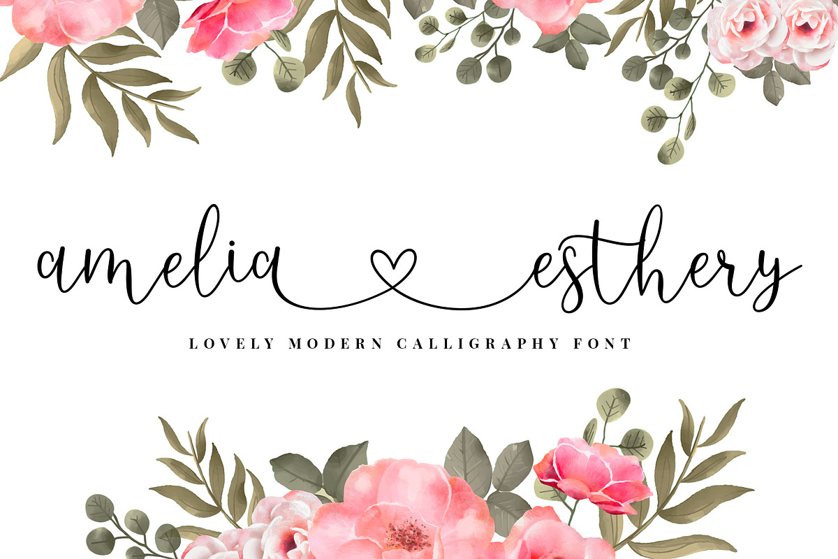 Amelia Esthery Script, a Script Font by sizimon (Photo 1 of 6)