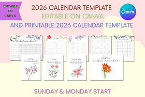 2026 Calendar Template - Canva, a Templates & Theme by Adalin Shop