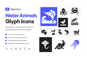 Water Animals Icons, a Solid Icon by Prosymbols (Thumbnail 1 of 6)