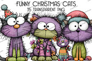 Funny Christmas Cats Clipart, an Illustration by DreamArtGraphic (Thumbnail 1 of 5)