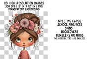 Flowers and Girls Clipart, an Illustration by Craft Nest (Thumbnail 2 of 6)
